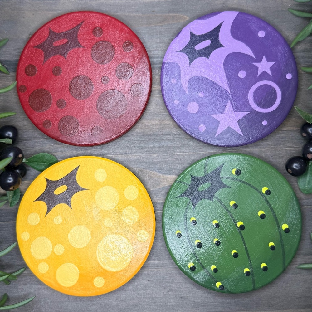 Hand-Painted Webkinz Jumbleberry Coasters Set